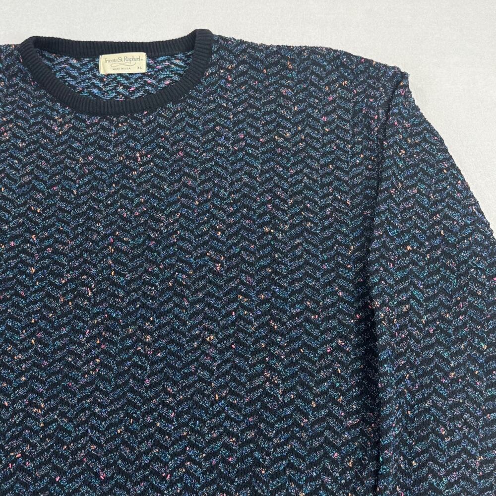 Vintage Tricots St Raphael Sweater Mens XL Geometric 90's Chevron Knit USA